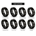 font options for inside engraving on black utility knife rings