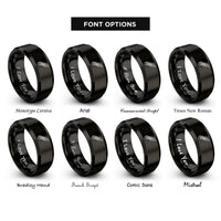 font options for inside engraving on black utility knife rings