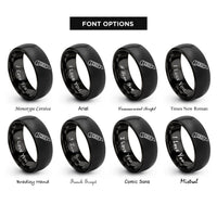 font options for inside engraving on black utility knife rings