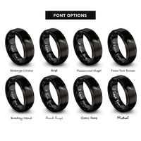 font options for inside engraving on black utility knife rings