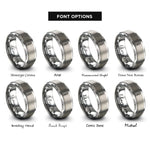 font options for inside engraving on grey utility knife rings