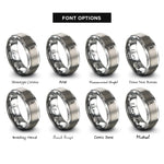 font options for inside engraving on silver utility knife rings