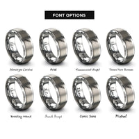 font options for inside engraving on grey utility knife rings