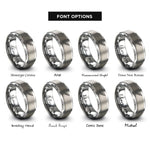 font options for inside engraving on gray utility knife rings