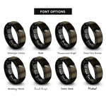 font options for inside engraving on gunmetal & black utility knife rings