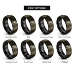 font options for inside engraving on gunmetal & black utility knife rings