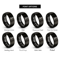 font options for inside engraving on black v body pickguard rings