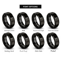 font options for inside engraving on black v body pickguard rings