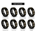 font options for inside engraving on gunmetal & black v body pickguard rings