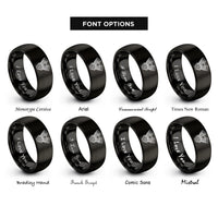 font options for inside engraving on black v twin engine rings
