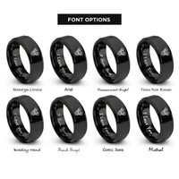 font options for inside engraving on black v twin engine rings