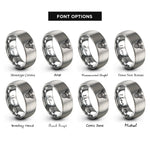font options for inside engraving on silver v twin engine rings