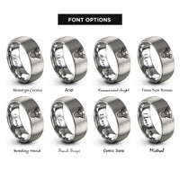 font options for inside engraving on silver v twin engine rings