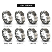 font options for inside engraving on gray v twin engine rings