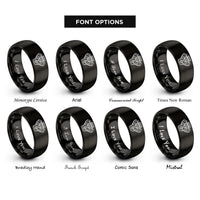 font options for inside engraving on black v6 engine rings