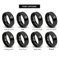 font options for inside engraving on black v6 engine rings
