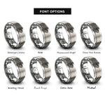 font options for inside engraving on silver v6 engine rings