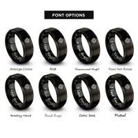 font options for inside engraving on black v8 engine rings