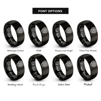 font options for inside engraving on black v8 engine block rings