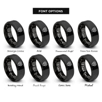 font options for inside engraving on black v8 engine block rings
