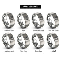 font options for inside engraving on grey v8 engine rings
