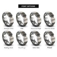 font options for inside engraving on grey v8 engine rings