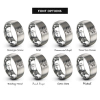 font options for inside engraving on gray v8 engine rings