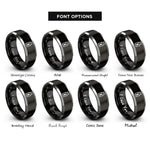 font options for inside engraving on black & grey vaccine vial rings