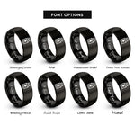 font options for inside engraving on black vaccine vial rings