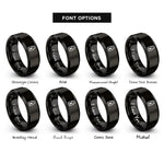 font options for inside engraving on black vaccine vial rings