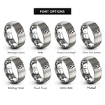 font options for inside engraving on silver vaccine vial rings