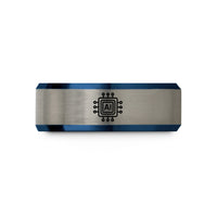 present sets for couples – blue & gray tungsten ai chip wedding band