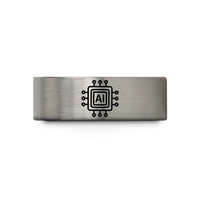 present sets for couples – blue & gray tungsten ai chip wedding band