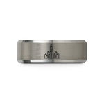 unique couple rings – silver tungsten chicago skyline wedding band