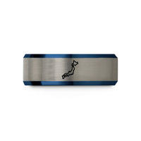 custom rings for pairs – blue & gray tungsten japan wedding band