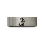 unique present for her – blue & gray tungsten origami rabbit wedding band