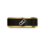 unique couple ring set – black & gold tungsten unity chain link wedding band