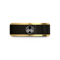 thoughtful presents for women – black & gold tungsten horns circle wedding band