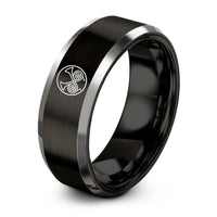 romantic rings for couples – black & silver tungsten horns circle ring