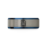 romantic presents for her – blue & grey tungsten memory card wedding band