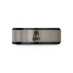 custom ring ideas her – black & silver tungsten owl on branch wedding band