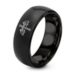 Valentine for Husband Gift – black tungsten bat winged cross ring