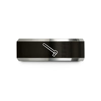 husband birthday present – black & silver tungsten breaker bar wedding band