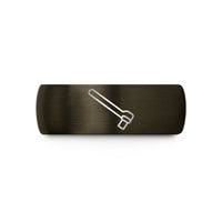 engraved rings for couples – gunmetal & black tungsten breaker bar wedding band