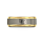 unique promise rings women – black & gold & silver tungsten butterfly heart path wedding band