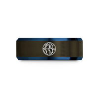 unique husband presents – gunmetal & blue tungsten northern hemisphere wedding band