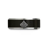 custom wedding bands men – black & grey tungsten summit marker wedding band