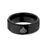 unique rings for men – black tungsten summit marker wedding band