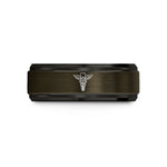 matching wedding bands men – gunmetal & black tungsten dental caduceus wedding band