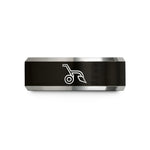 couples matching ring set – black & silver tungsten plow wedding band